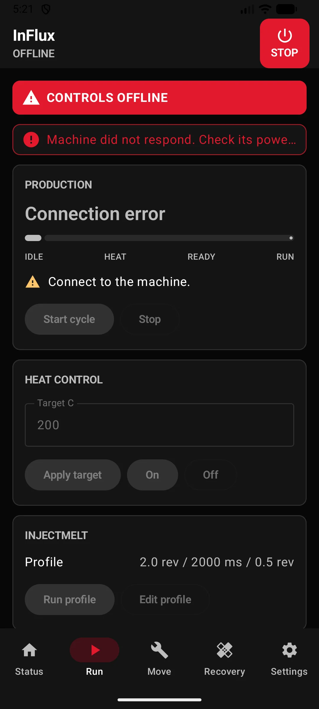 InFlux Operator production and temperature controls