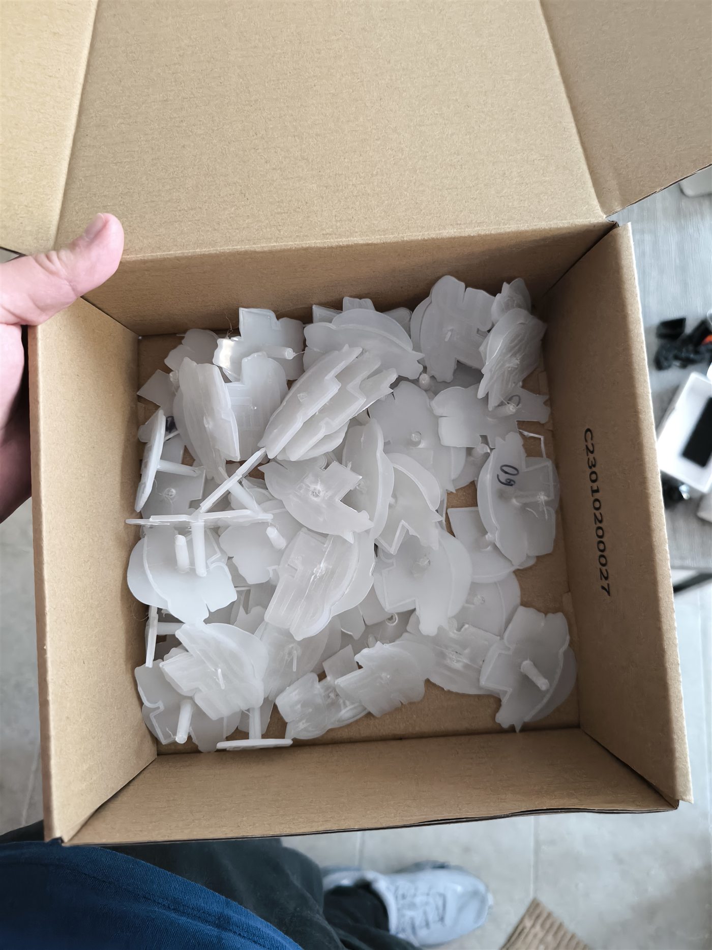 Box containing 56 parts injected by InFlux Origin MK1